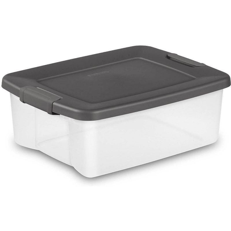 Sterilite 25 Qt ShelfTote Gray Lid Clear Base w/Gray Latches (6 Pack) 19363V06
