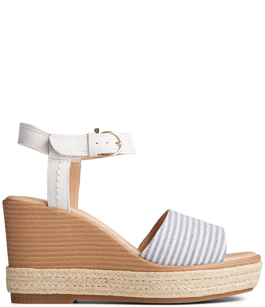 Sperry Women's Fairwater Plushwave Striped Wedge Sandals