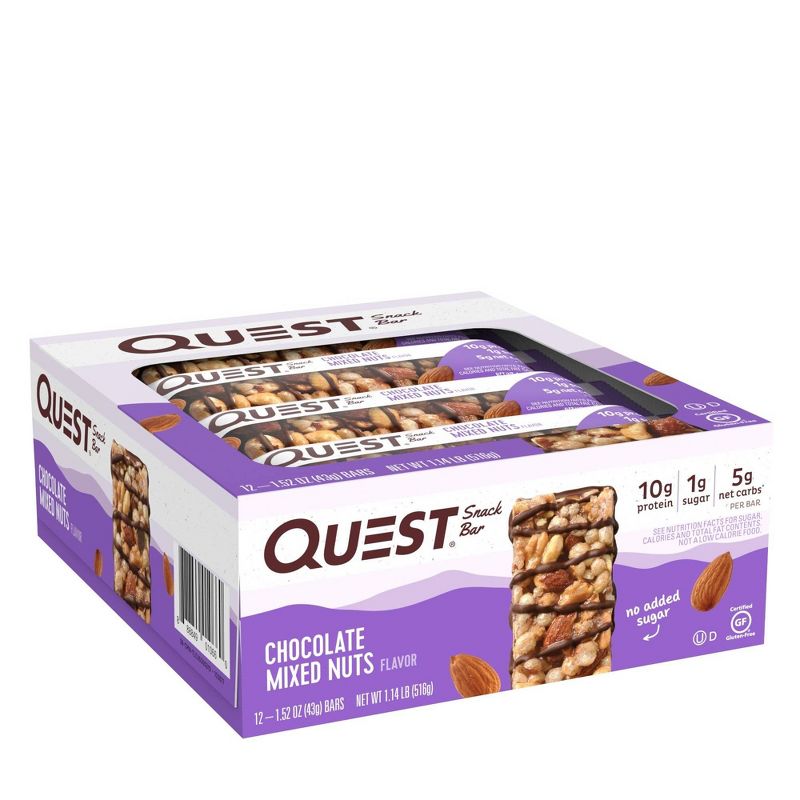 Quest Snack Bar Chocolate Mixed Nuts - 12ct