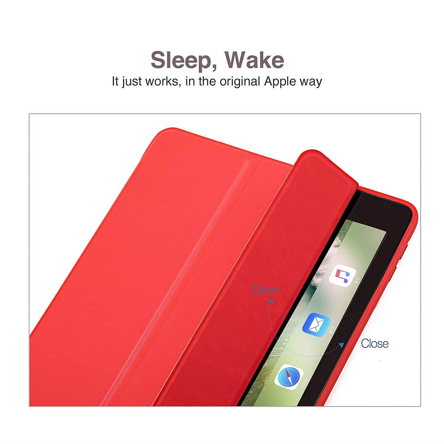 Ruban Case for Apple iPad (9.7-inch, 2018/2017 Model) - Ultra Slim Lightweight Smart Shell Standing Cover with Auto Wake/Sleep Feature, Red