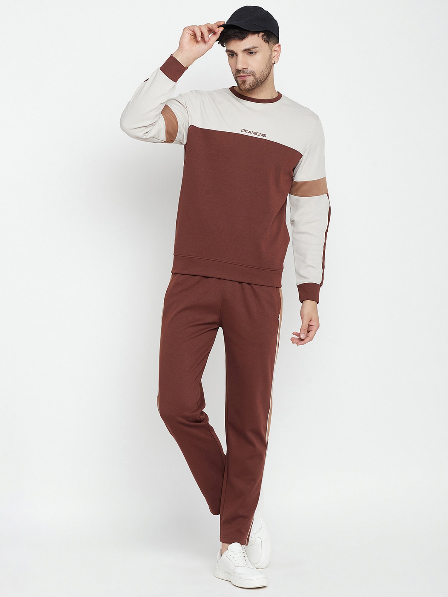 Okane Coffee Regular Fit Sweatshirt & Trackpants Set