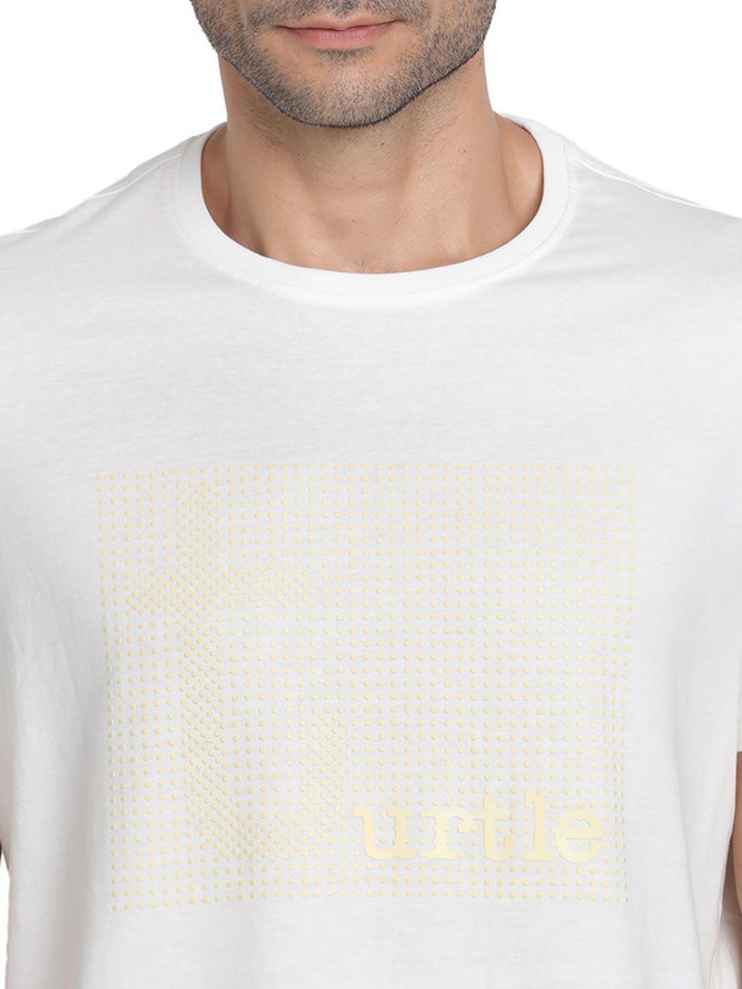 Turtle White Slim Fit Printed T-Shirts