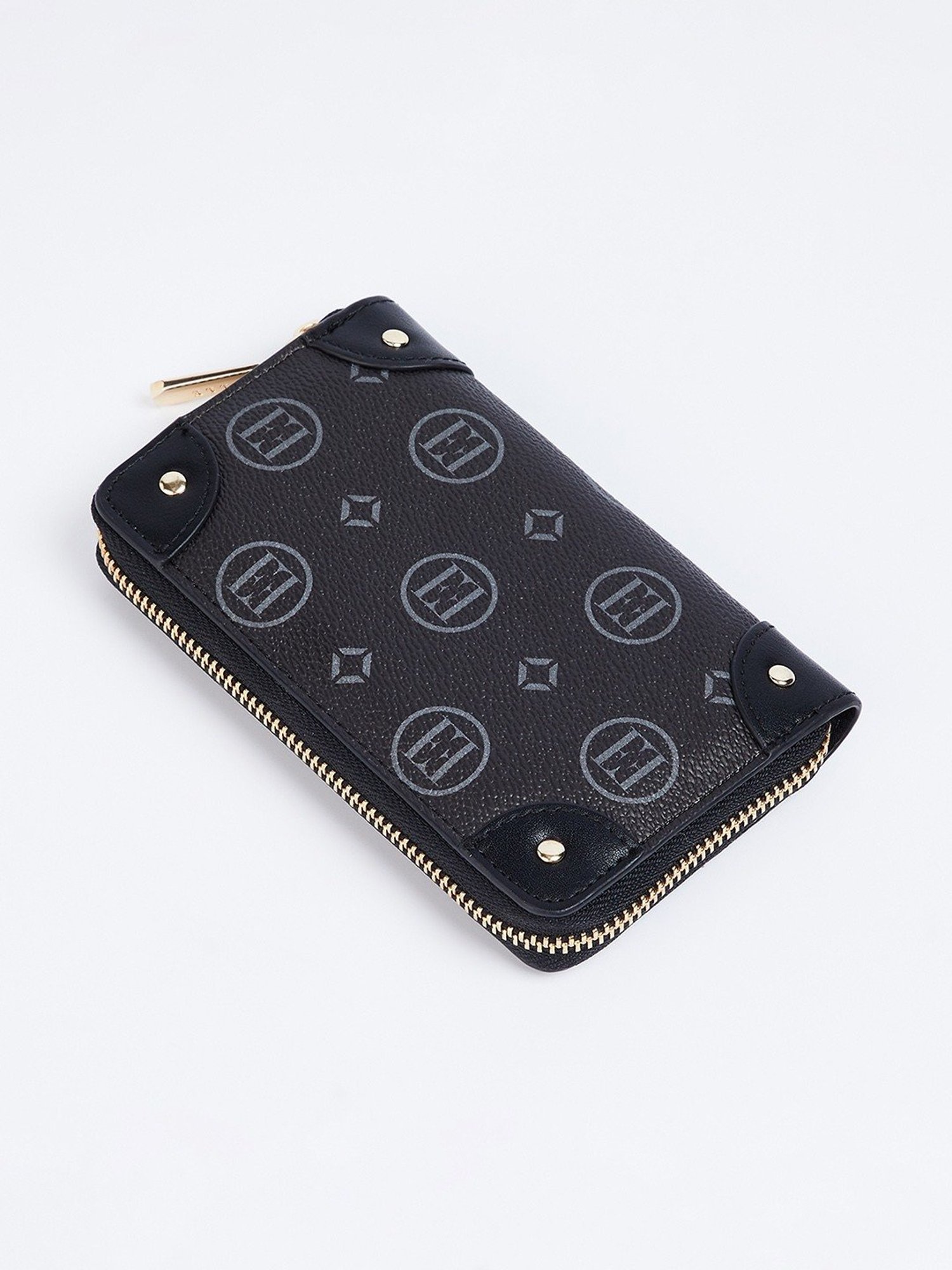 Elle Black Printed Zip Around Wallet For women