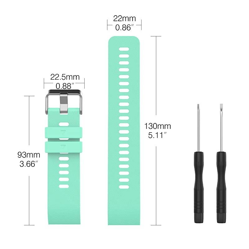 Garmin Forerunner 35 Watch Band Soft Silicone Replacement Watch Band Sport Bracelet Strap with 6pcs Screws and 2pcs Screwdrivers for Garmin Forerunner 35 GPS Running Smart Watch Mint Green