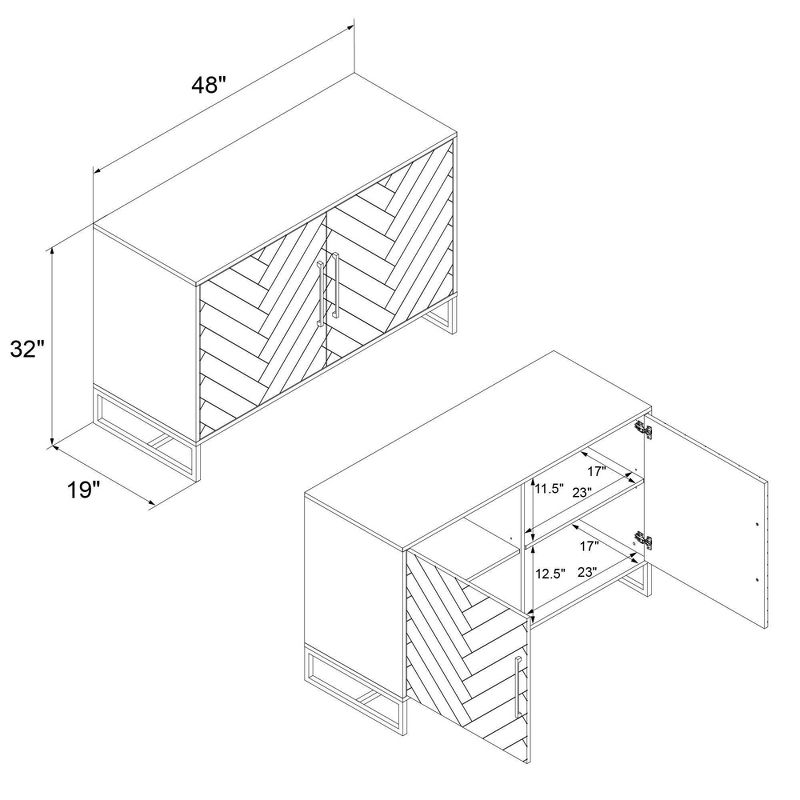 Herringbone Console Unit White - CosmoLiving by Cosmopolitan