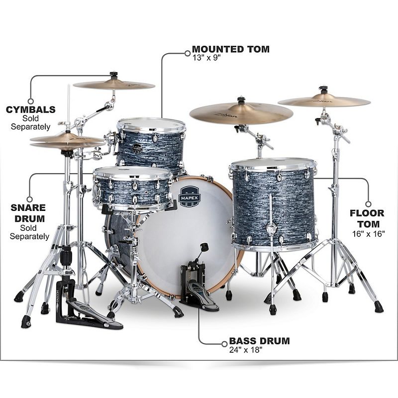 Mapex Saturn V Tour 3-Piece Shell Pack Black Strata Pearl