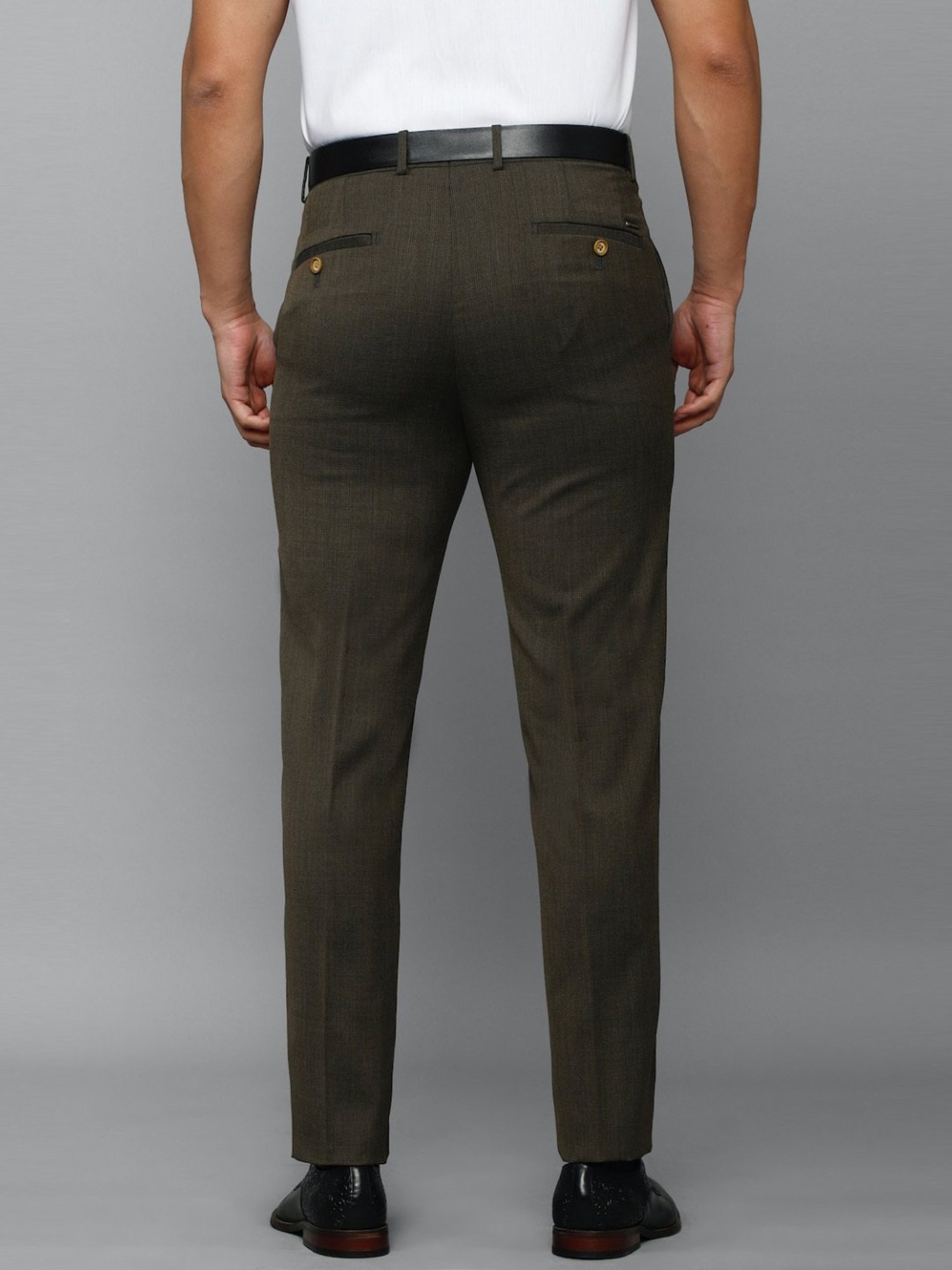 Luxure By Louis Philippe Brown Slim Fit Self Pattern Trousers