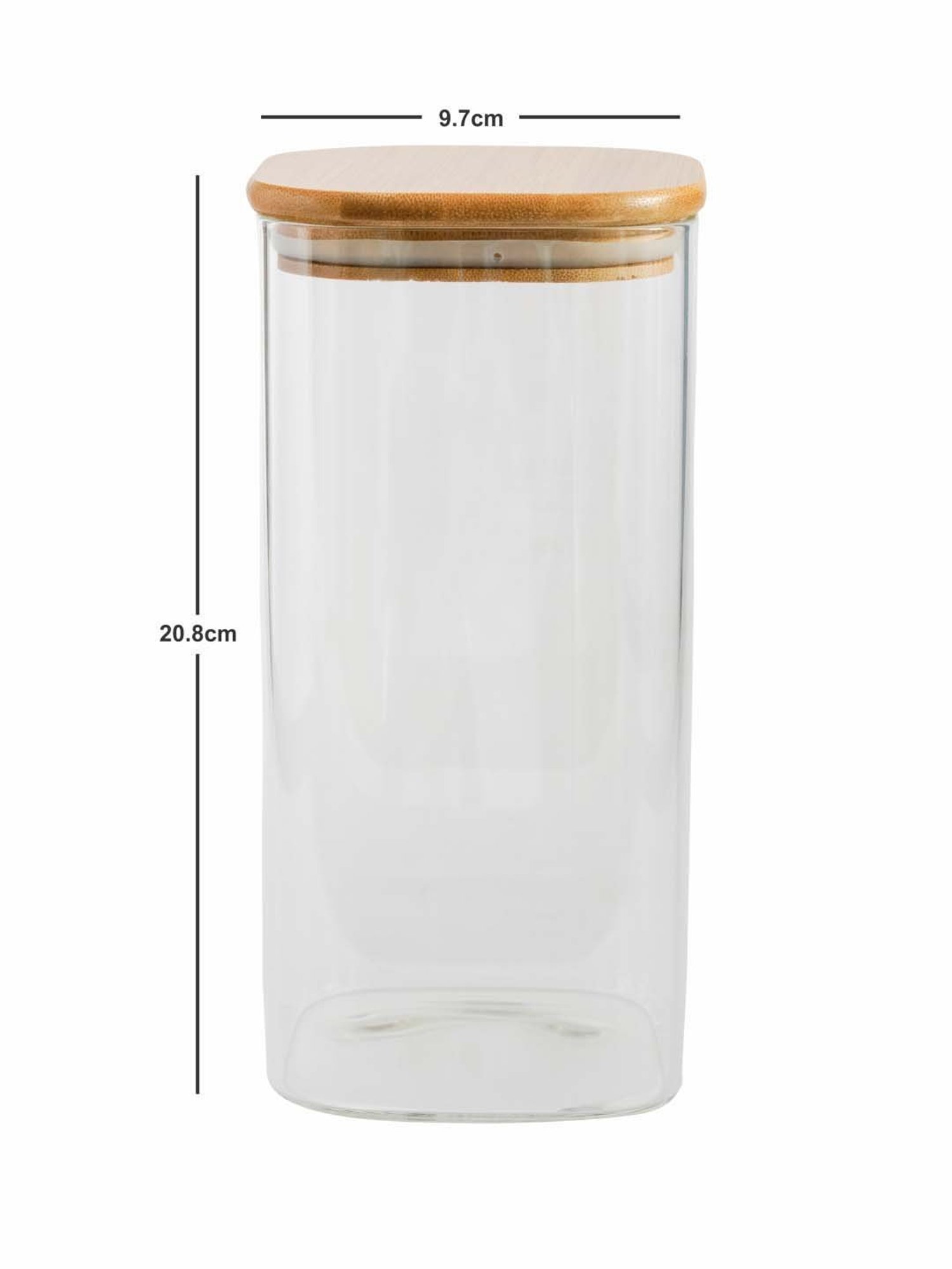 Goodhomes Tranparent & Brown Glass 9.7 cm Jar - Set of 2