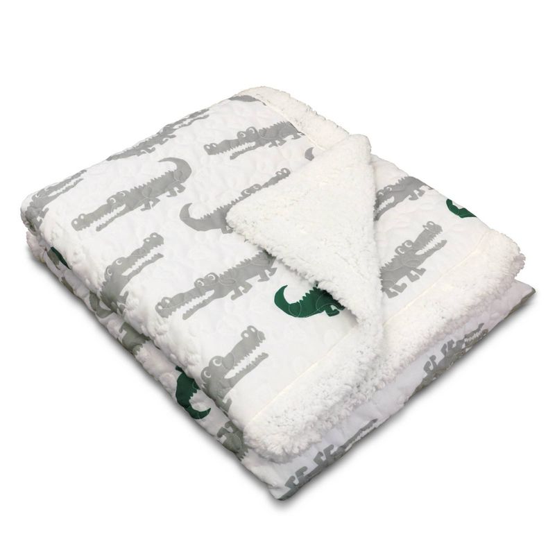 Alligator Sherpa Throw (50"x60") Gray & Green - Lush Décor