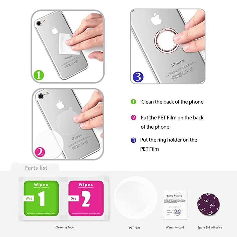 Smart Phone Finger Ring Holder Mirror Series Stylish 360Rotation 180Flip Ring Stand Grip Mount for iPhone 77 Plus Galaxy S8S8 Plus and Other Smartphones Silver 2 Pack