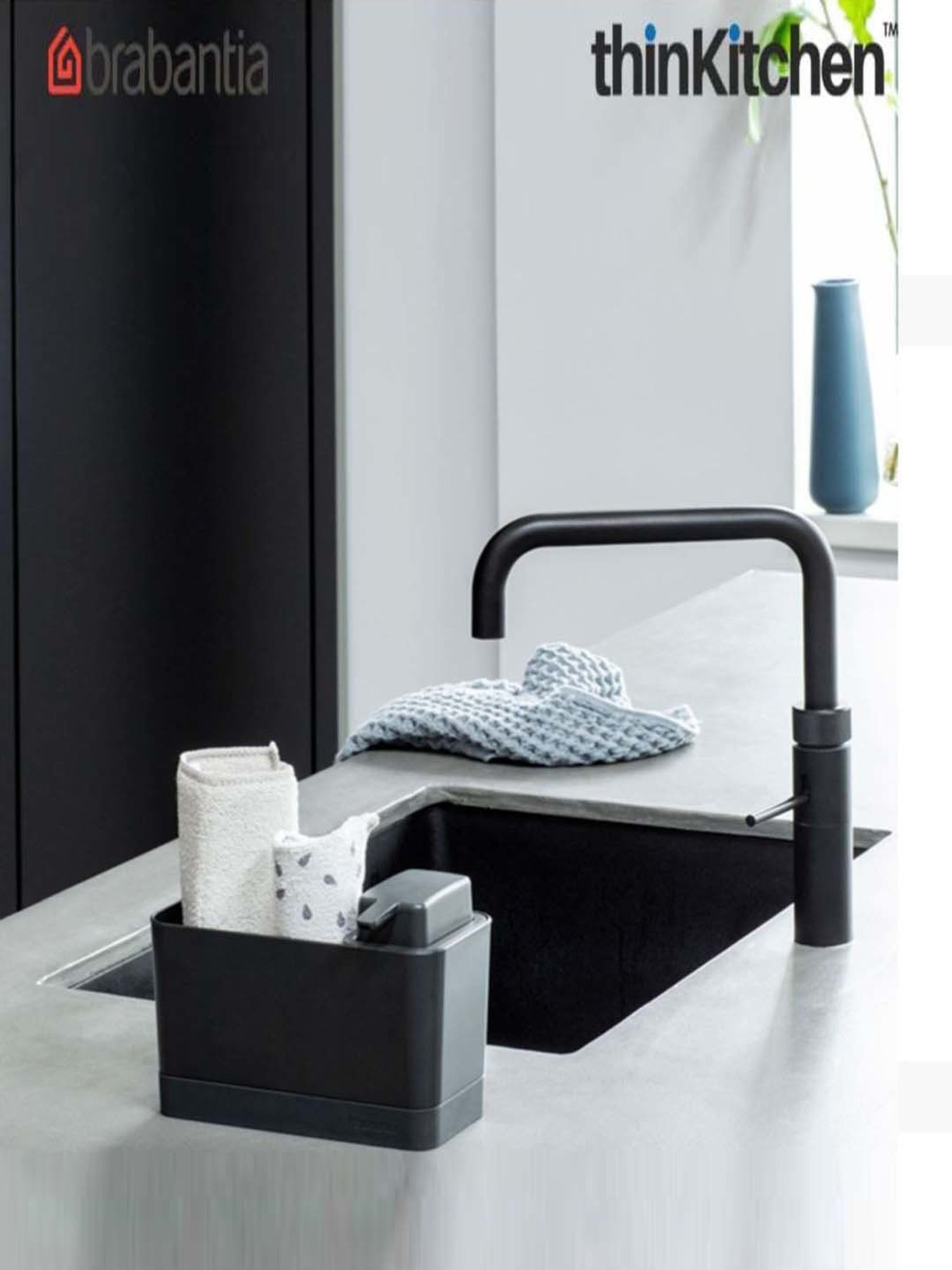 Brabantia Dark Grey Plastic Sink Organiser