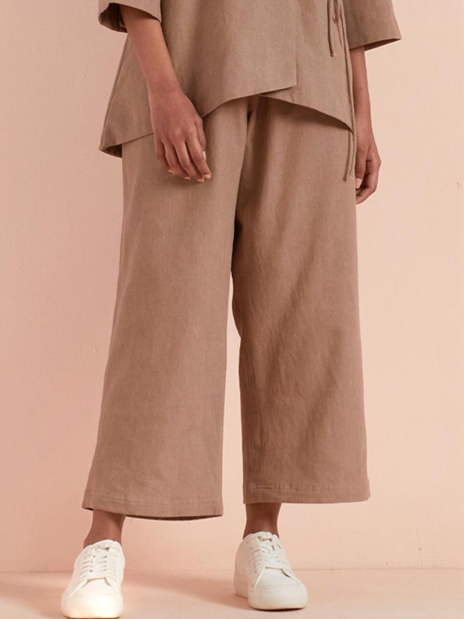 Priya Chaudhary Beige Yasha Twill Cotton Pant