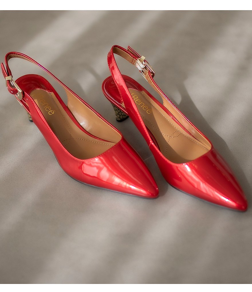 J. Renee Mayetta Slingback Pearlized Patent Dress Metal Heel Pumps