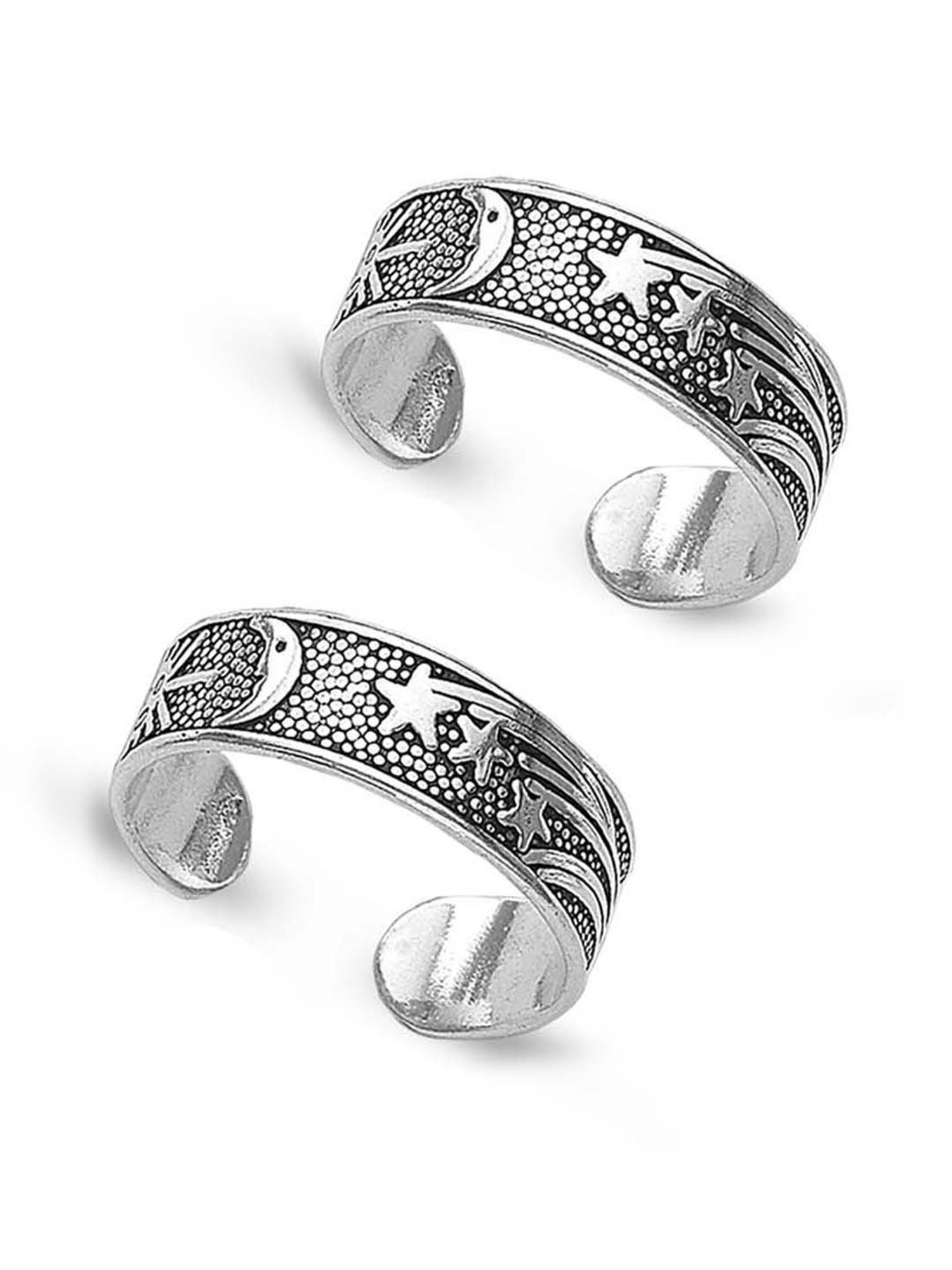 Taraash Sun Moon & Star 92.5 Sterling Silver Toe Rings