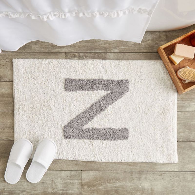 Juvale Personalized Bathroom Rugs with Letter Z Initial, Cotton Bath Mat (White, 32 x 20 in)