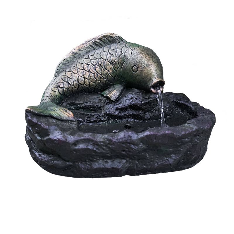 12" Outdoor Fish Water Fountain Gray - XBrand