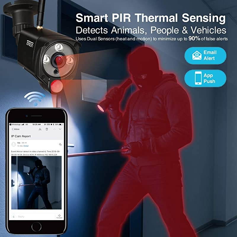 3MP & 2 Way Audio]  Ultra HD Security Camera System Wireless,8CH NVR Recorder with 2TB HDD and 8PCS 3MP Outdoor Bullet Cameras with PIR Sensor,Floodlight,Plug and Play,Easy Installation(Black)