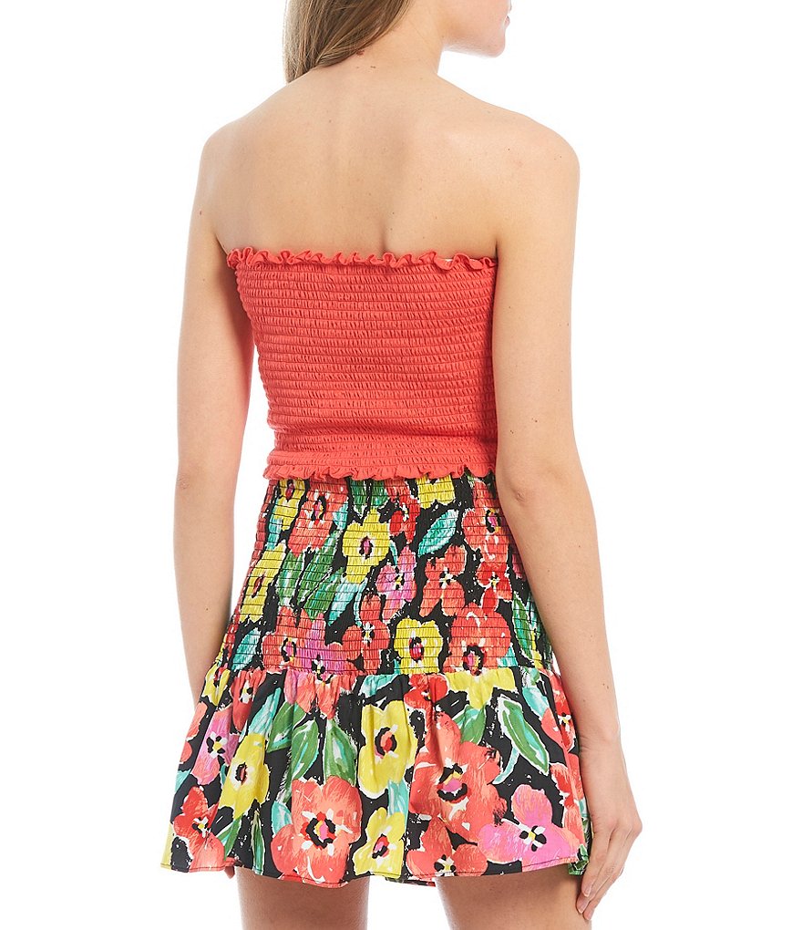 June & Hudson Floral Asymmetrical Button Front Tank Top