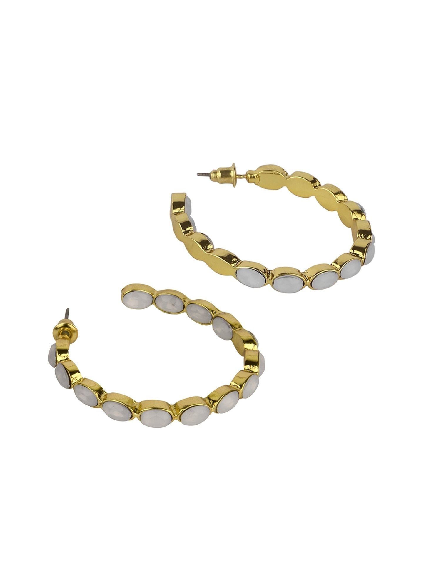 Lilly & Sparkle Gold-Toned Stone Embellished Hoop Earrings