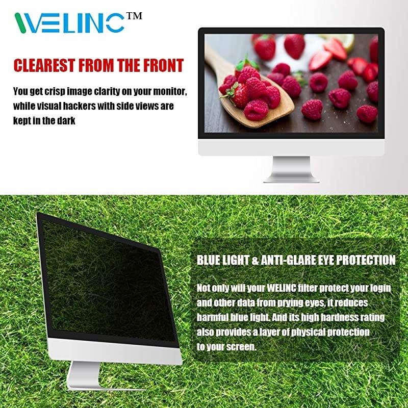22 Inch - 16:9 Aspect Ratio - Computer Privacy Screen Filter for Widescreen Monitor - Anti-Glare - Anti-Scratch Protector Film - Protects Your Eyes from Harmful Glare and Blue Light