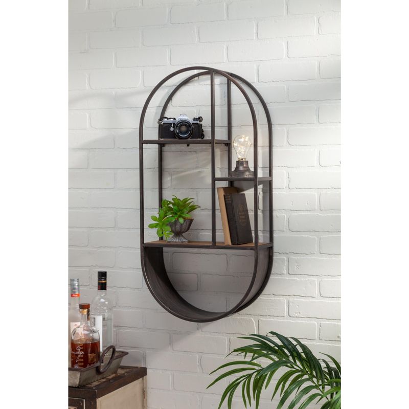 38" Soloman Wooden Shelf with Metal Brackets Brown - Kate & Laurel All Things Decor