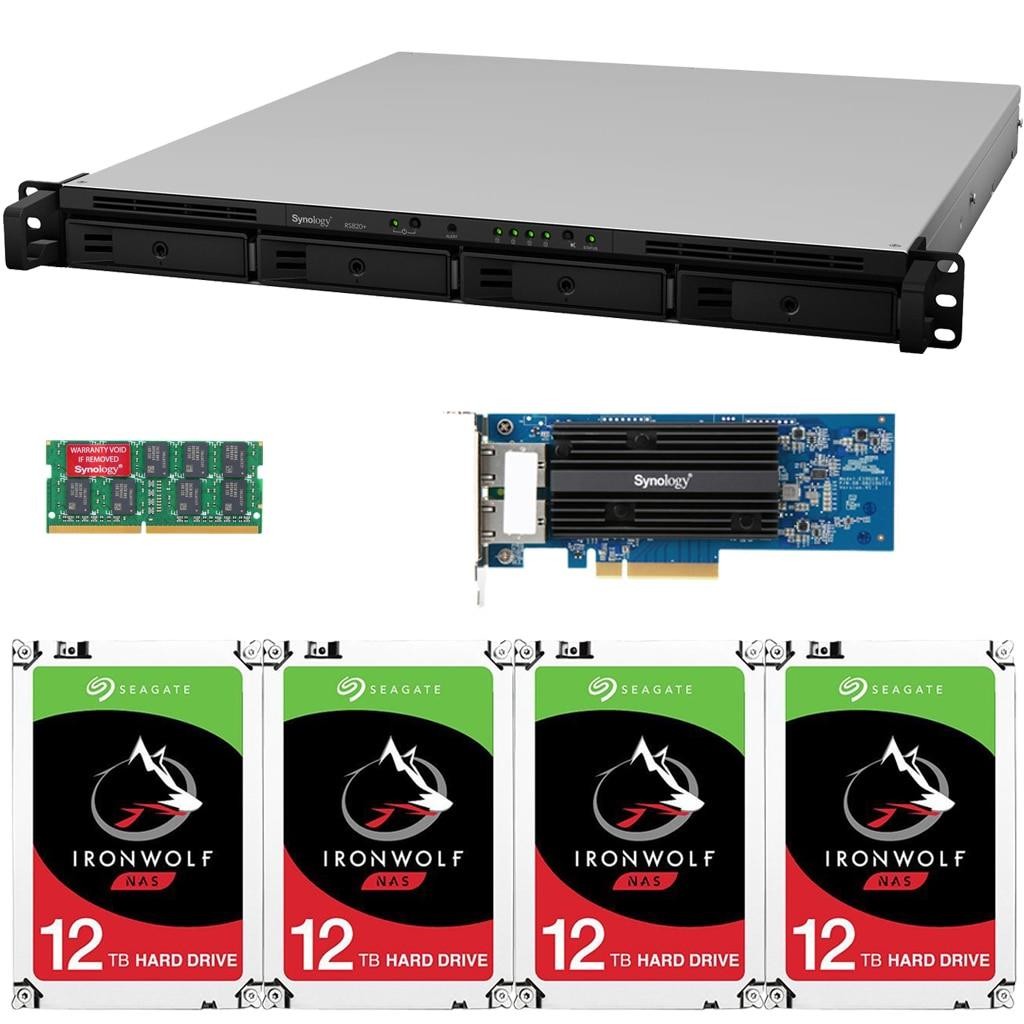 Synology RS820+ 4-Bay RackStation NAS with Synology 10Gb Adapter 18GB RAM 32TB (4x8TB) of Seagate Ironwolf NAS Drives Fully Assembled Tested By CustomTechSales