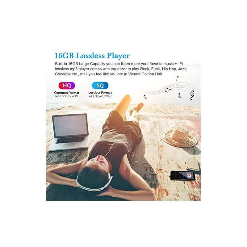 MP3 Player,  16GB MP3 Player with Bluetooth 4.0,Portable Sports Music Player 2.4'' Screen Built-in Speaker with Voice Recorder,FM Radio,Text Reading, HiFi Lossless Sound