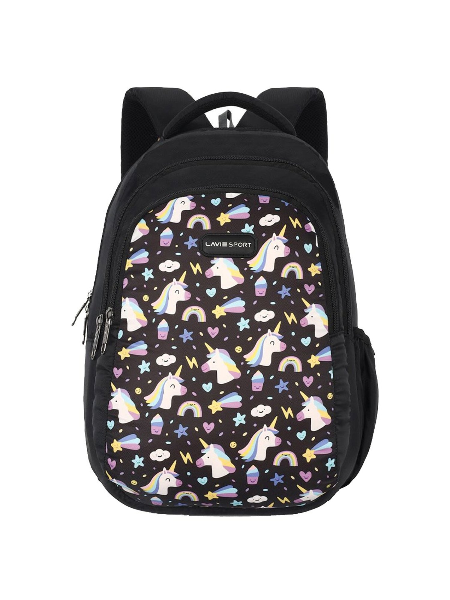 Lavie Sport Unicorn Horn 26L Printed School Backpack for Girls (Black)