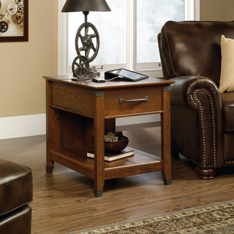 Carson Forge Smartcenter Side Table with Charging Station - Washington Cherry - Sauder
