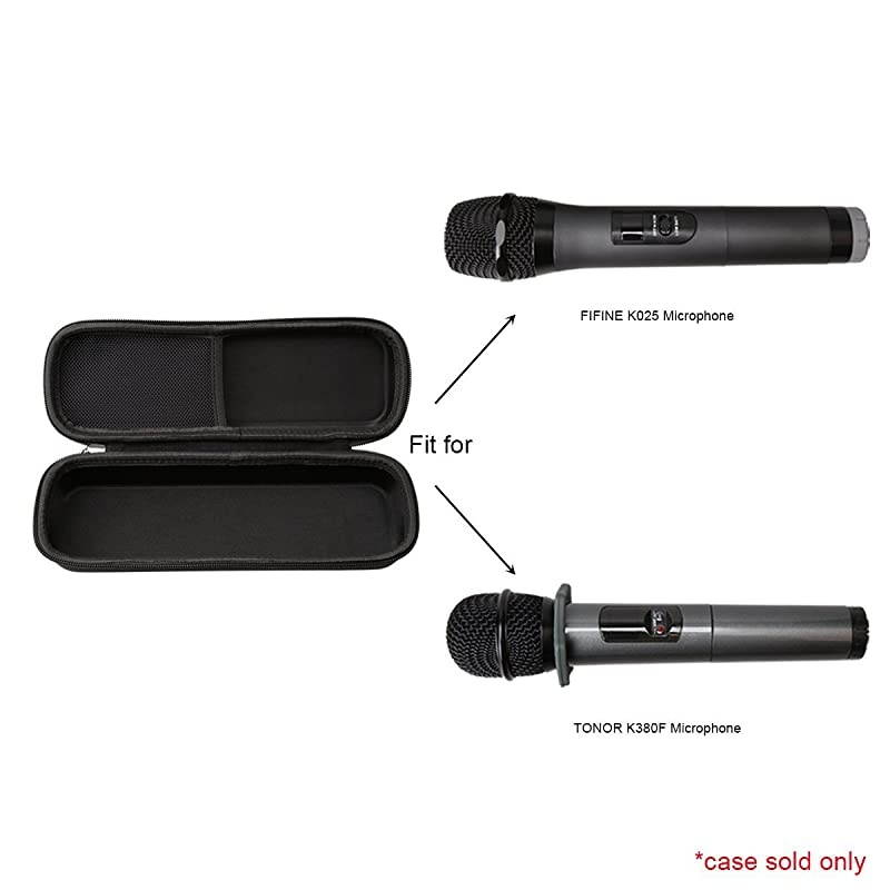 Hard Carrying Travel Case Compatible with FIFINE TECHNOLOGY K025 FIFINETONOR UHF Handheld Dynamic Microphone Wireless mic System Black