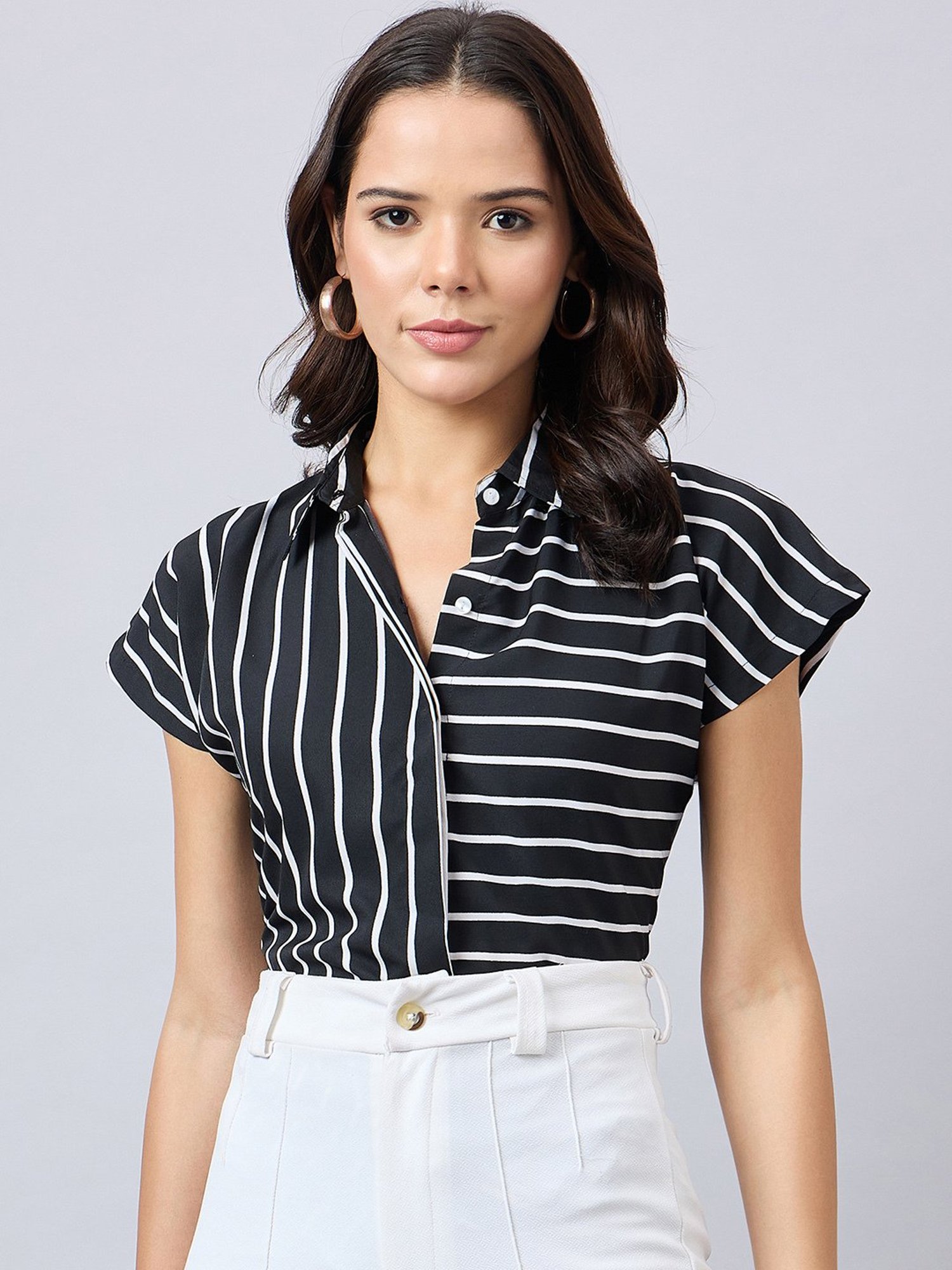 Style Quotient Black Striped Formal Shirt