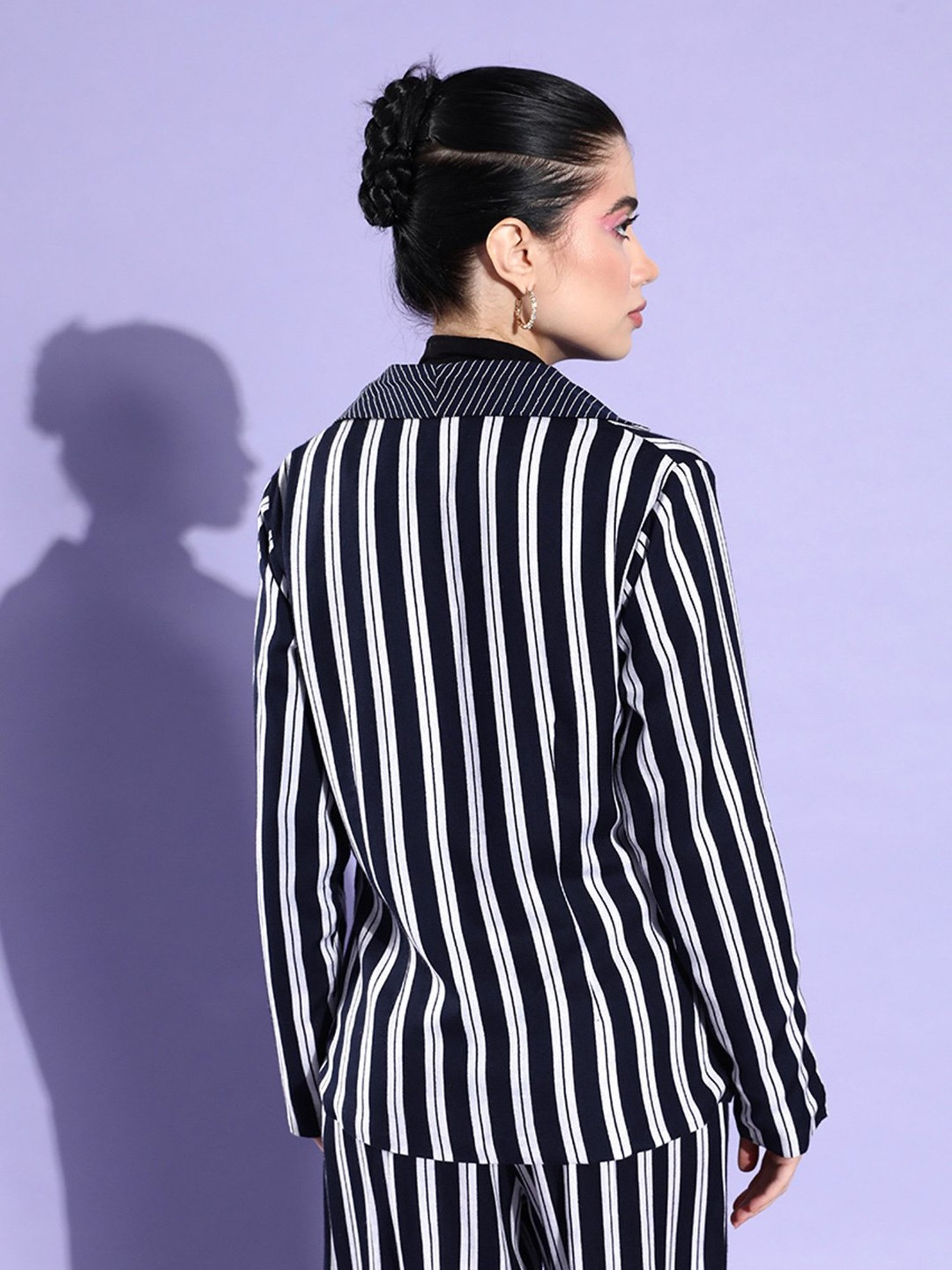 QUIERO Navy Striped Blazer