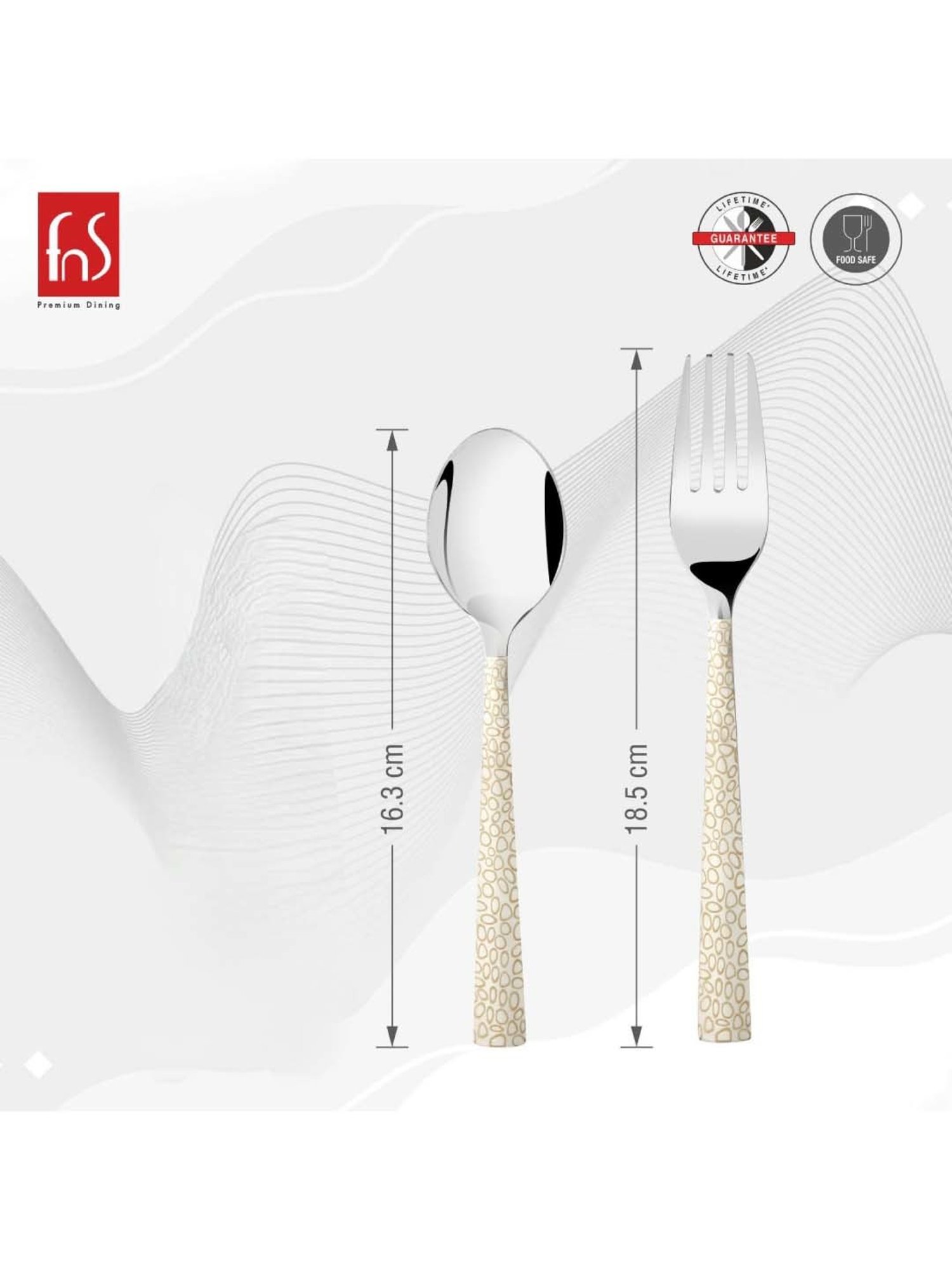 FnS Pebble Silver Stainless Steel Cutlery - Set of 12