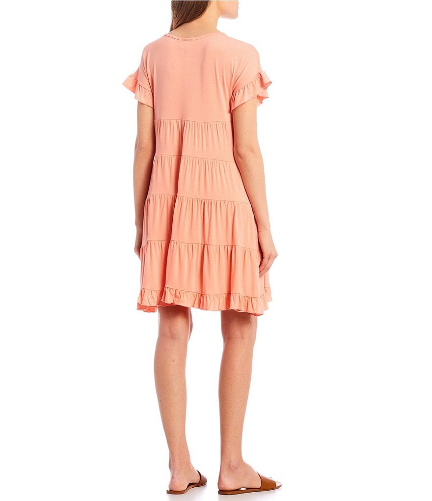 Angie Short Sleeve Tiered Babydoll Dress