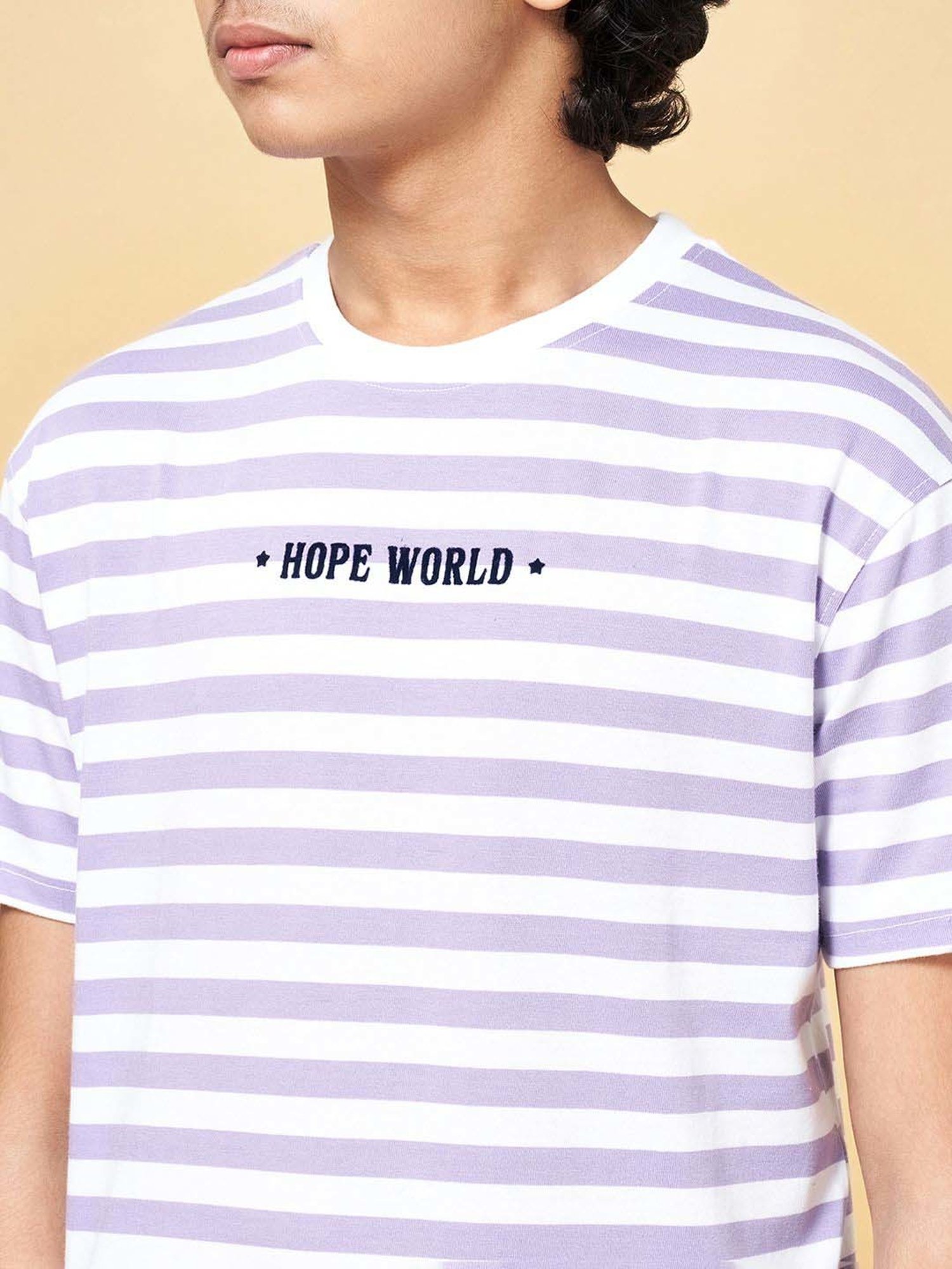 Coolsters by Pantaloons Kids White & Purple Cotton Striped T-Shirt