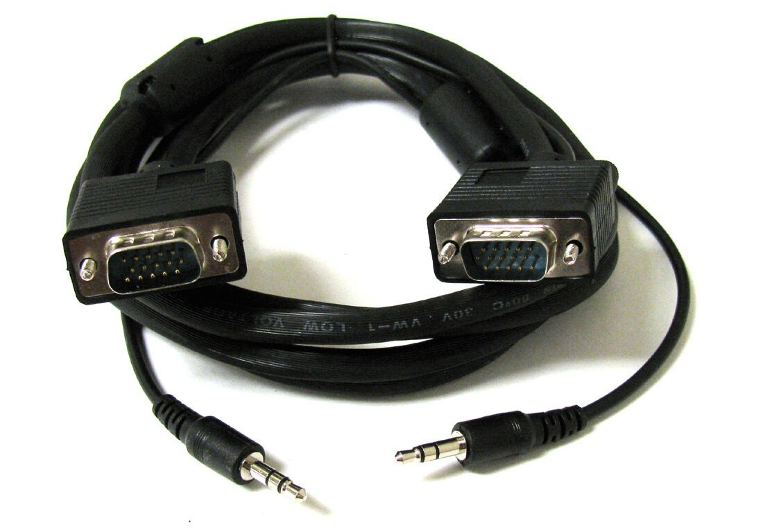 15'FT SVGA Super VGA M Male to Male Cable with 3.5mm Audio for Monitor TV 15FT