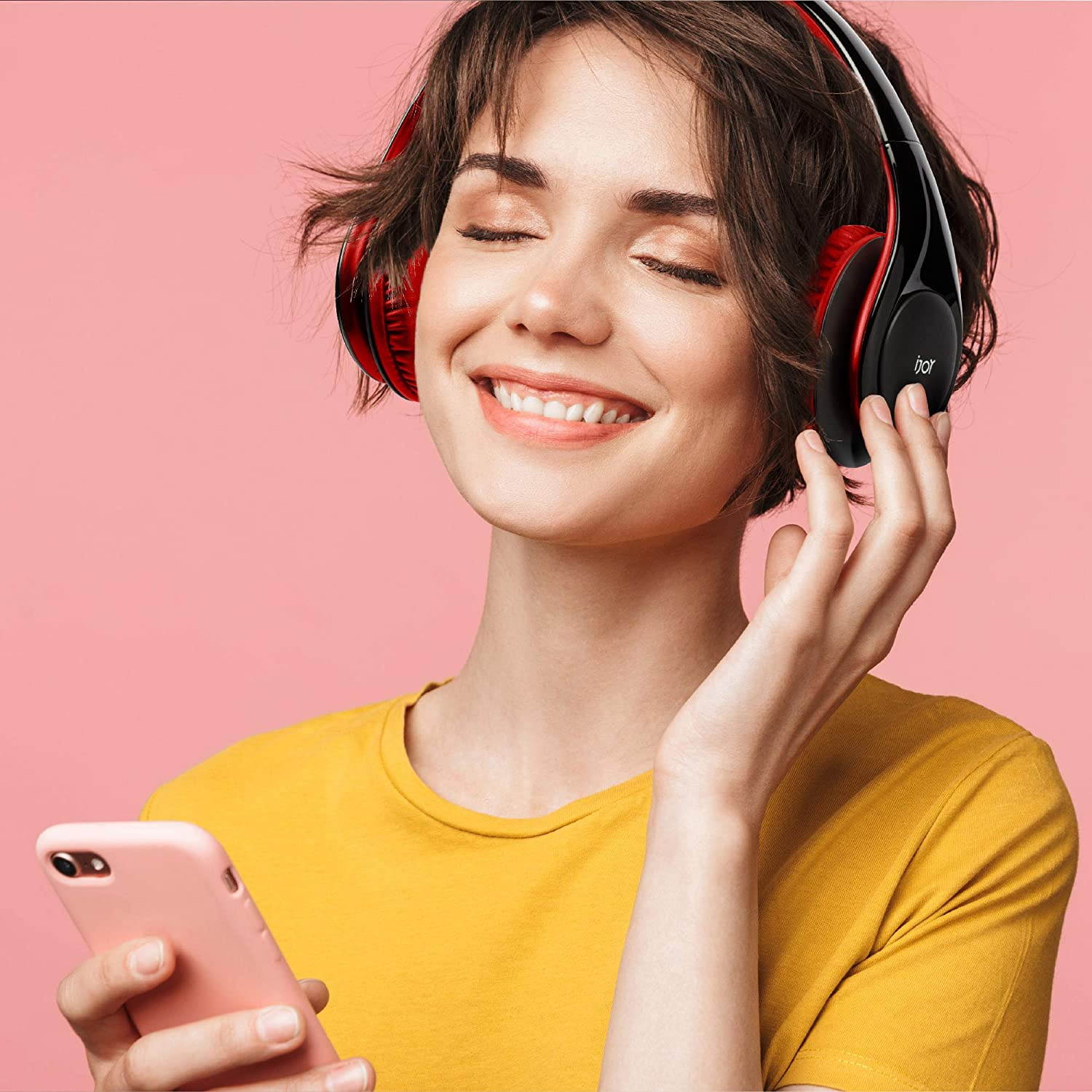 iJoy ISO Bluetooth 5.0 Wireless Over Ear Foldable Stereo Headphones with 30 Hours Battery and Built-in Microphone, Matte Black