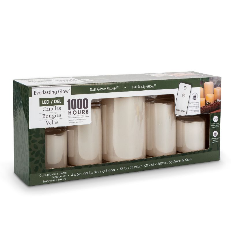 Everlasting Glow Set of 5 Indoor/Outdoor LED Candles