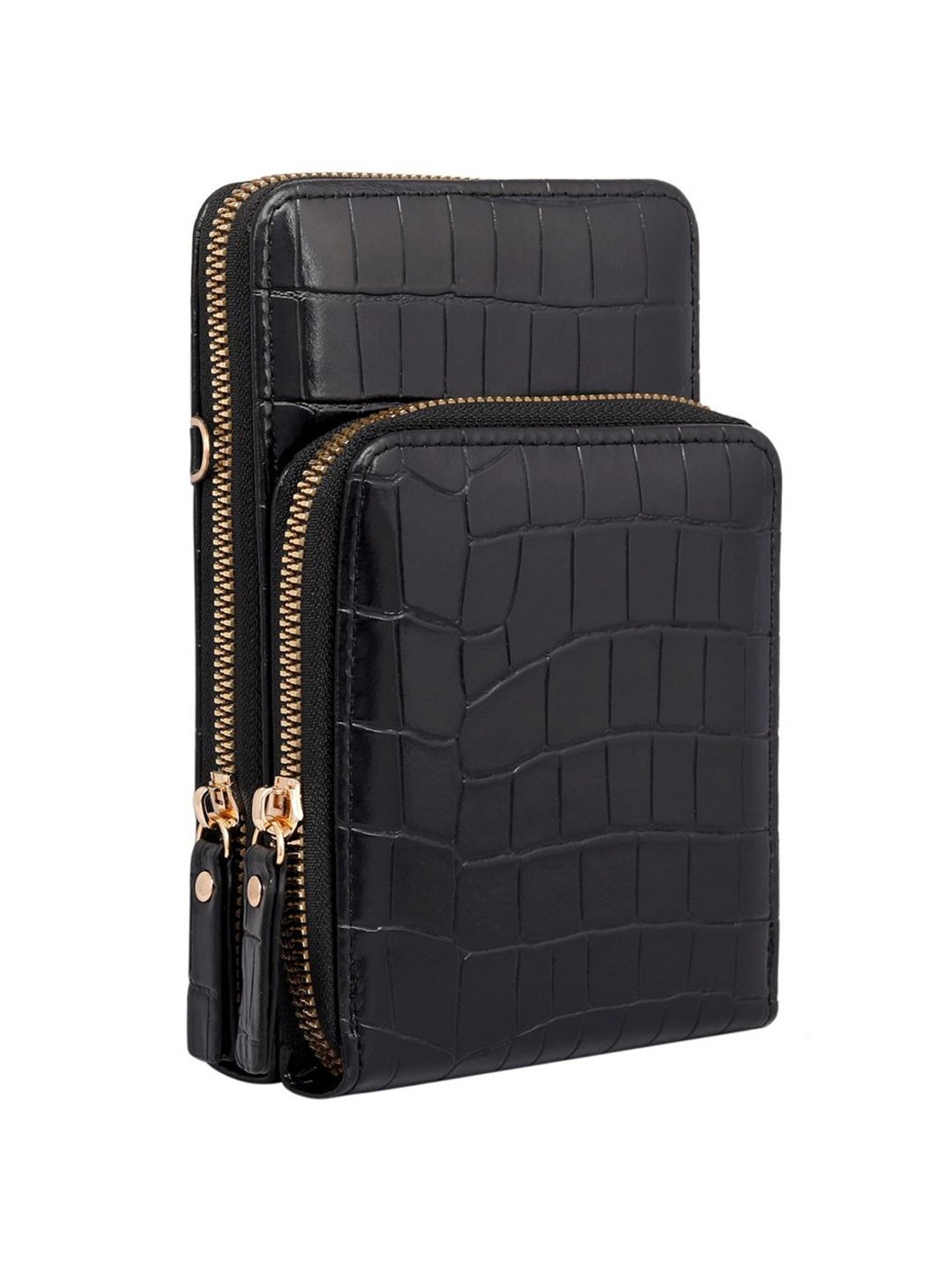 Lino Perros Black Textured Mobile Pouch