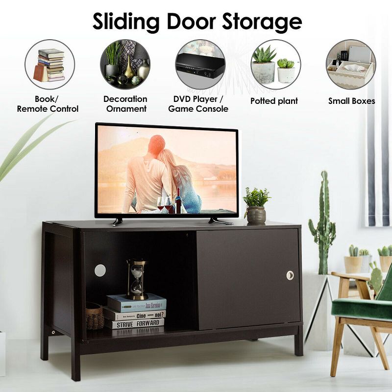 Costway TV Stand Modern Entertainment Cabinet for TV's up To 50'' with Sliding Doors