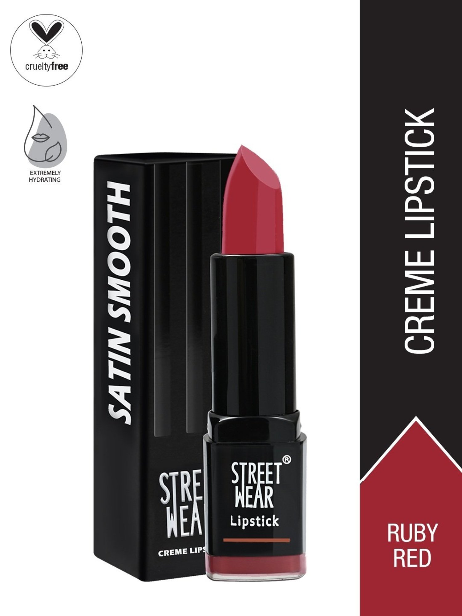 Street Wear Satin Smooth Lipstick Ruby Red - 4.2 gm