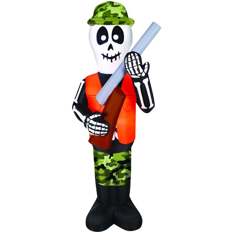 Occasions 7' Inflatable Skeleton Hunter, 7 ft Tall, Multicolored