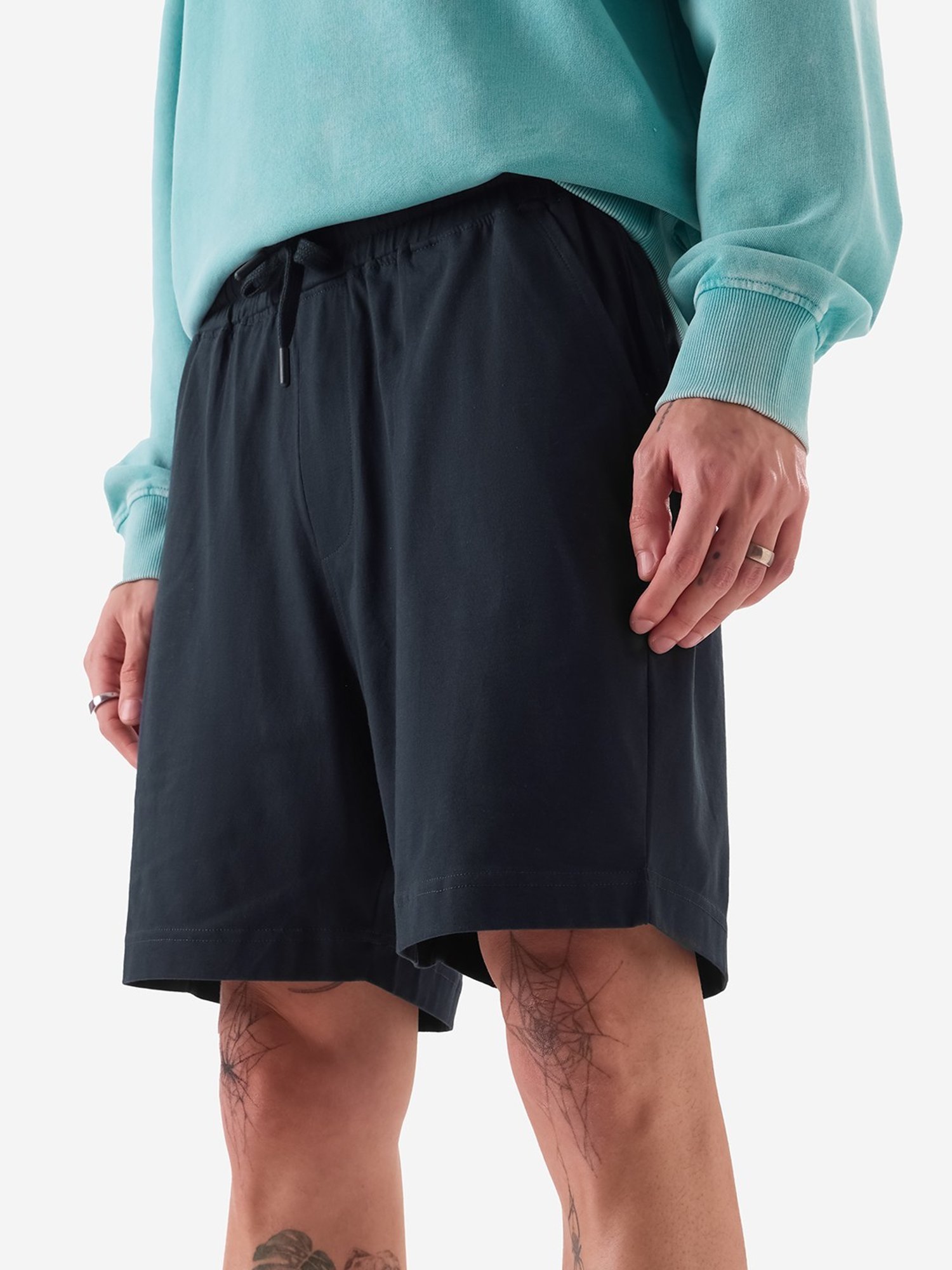 The Souled Store Blue Cotton Regular Fit Shorts