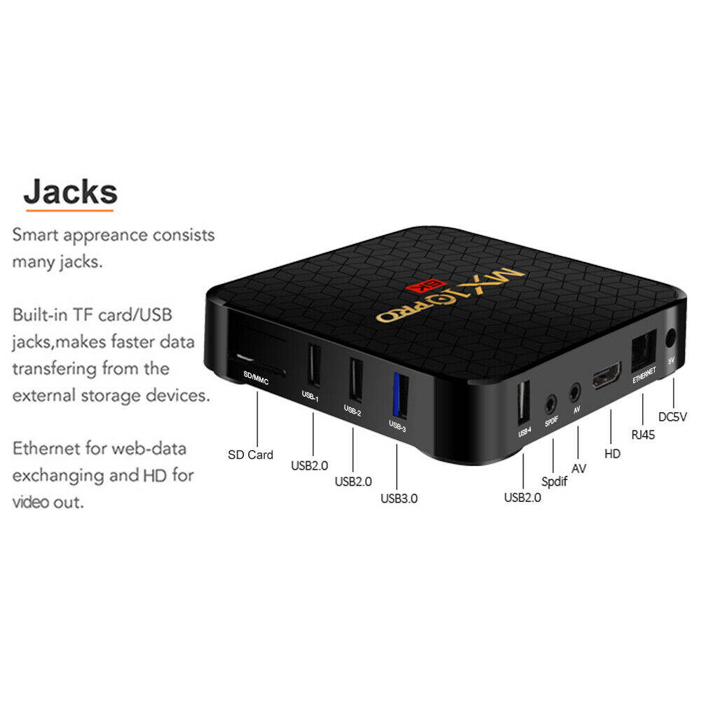MX10 PRO 4GB/32GB 6K Android 9.0 TV BOX Allwinner H6 Quad Core USB WiFi 3D Media