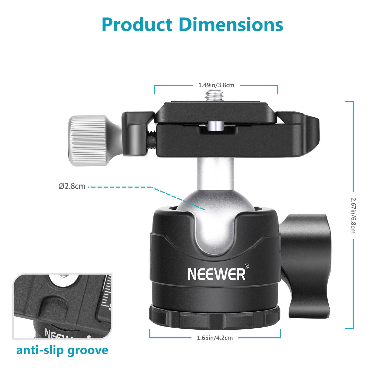 Neewer Low-Profile Ball Head 360 Degree Rotatable Tripod Head for DSLR Cameras Tripods Monopods