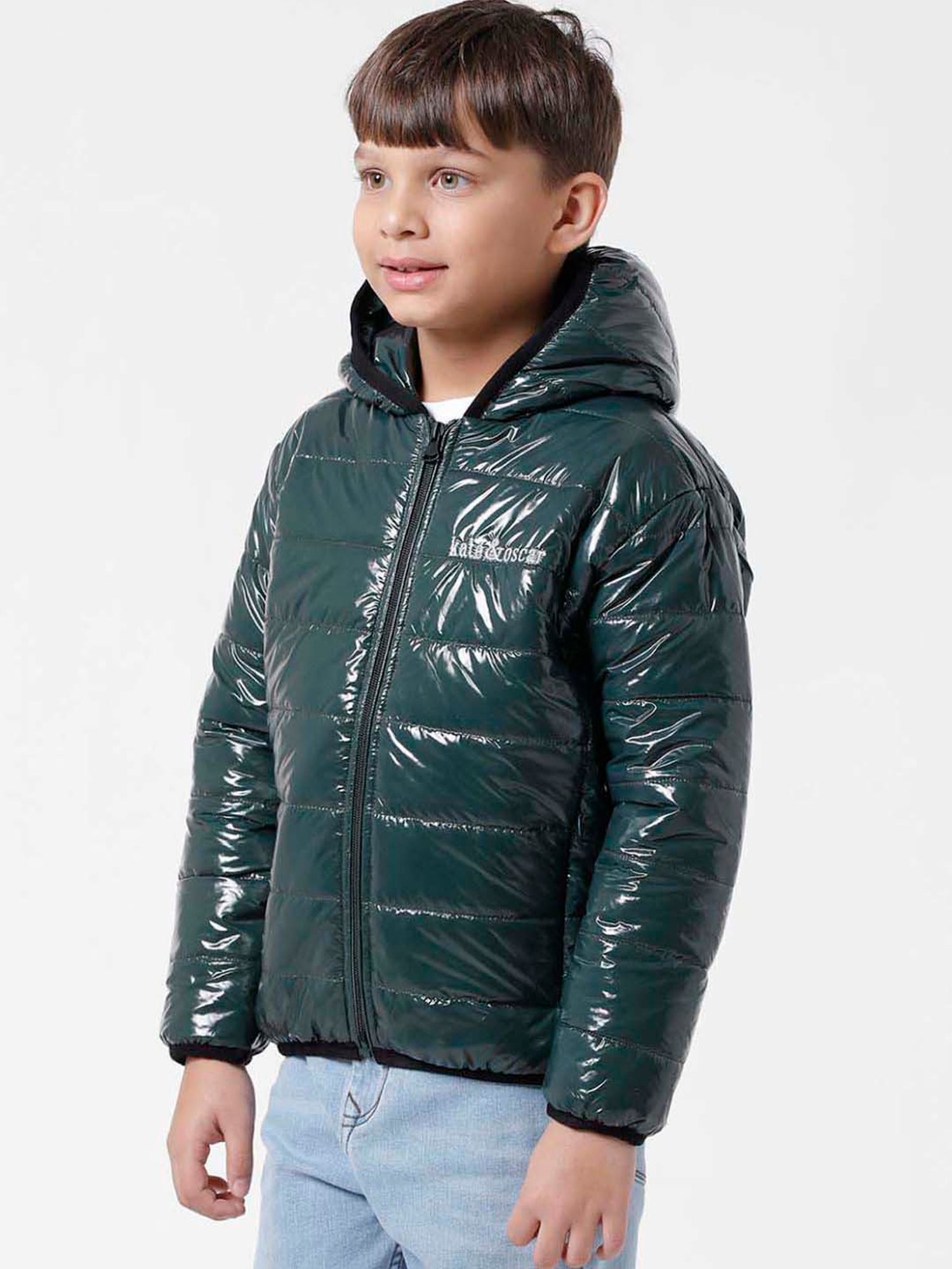 Kate & Oscar Kids Green Regular Fit Full Sleeves Jacket