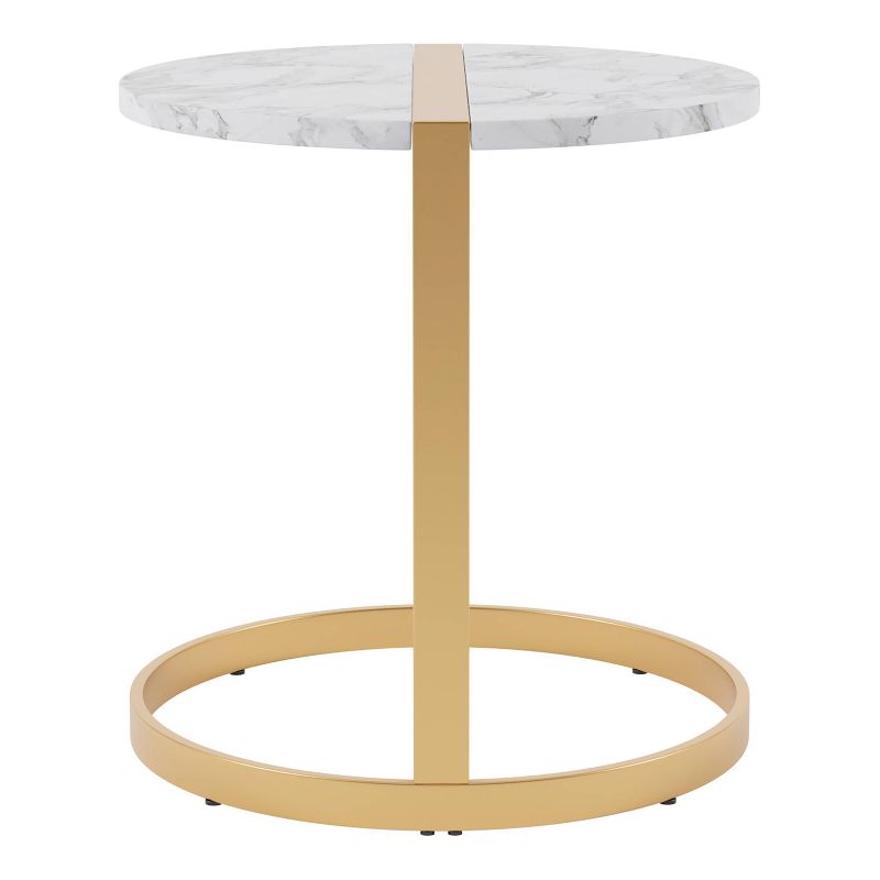 Aldergrove Round Side Table Gold/White - miBasics