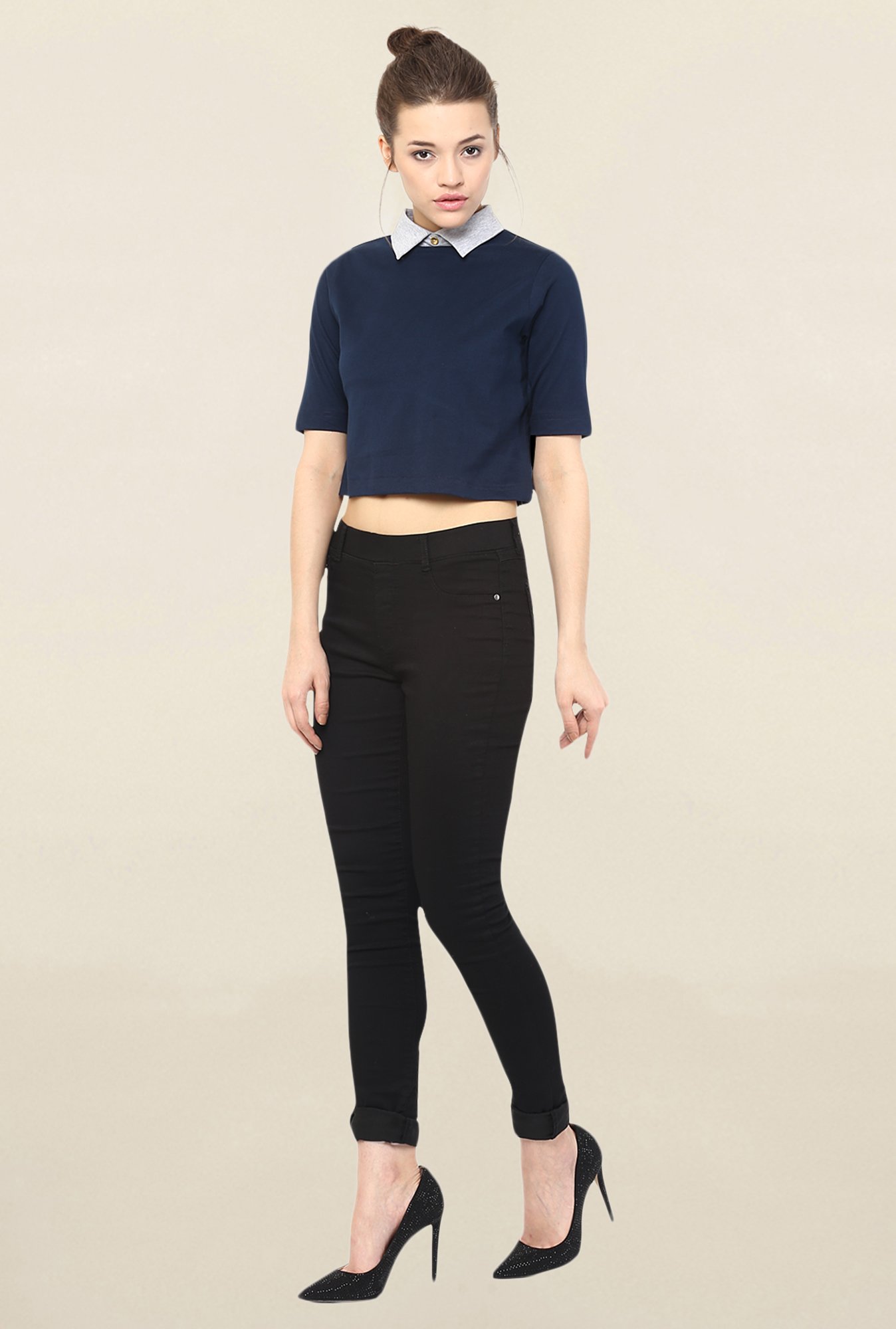 Miss Chase Navy Solid Top