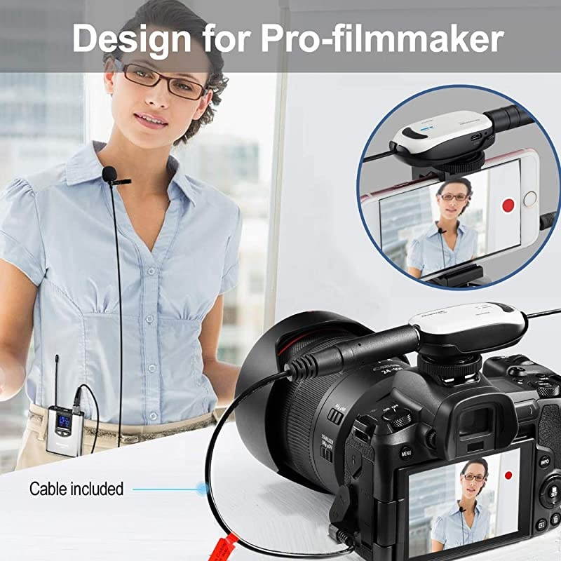 Wireless Headset Lavalier Microphone System  Dual Wireless Lapel Mic for iPhone DSLR Camera PA Speaker YouTube Podcast Video Recording Conference Vlogging Church Interview Teaching
