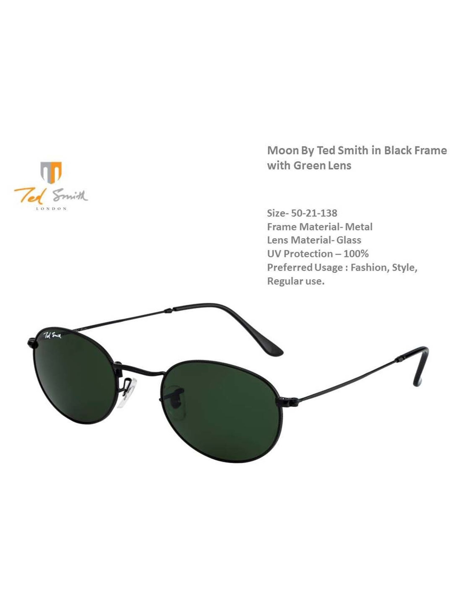 Ted Smith MOON_C8 Green Round Sunglasses